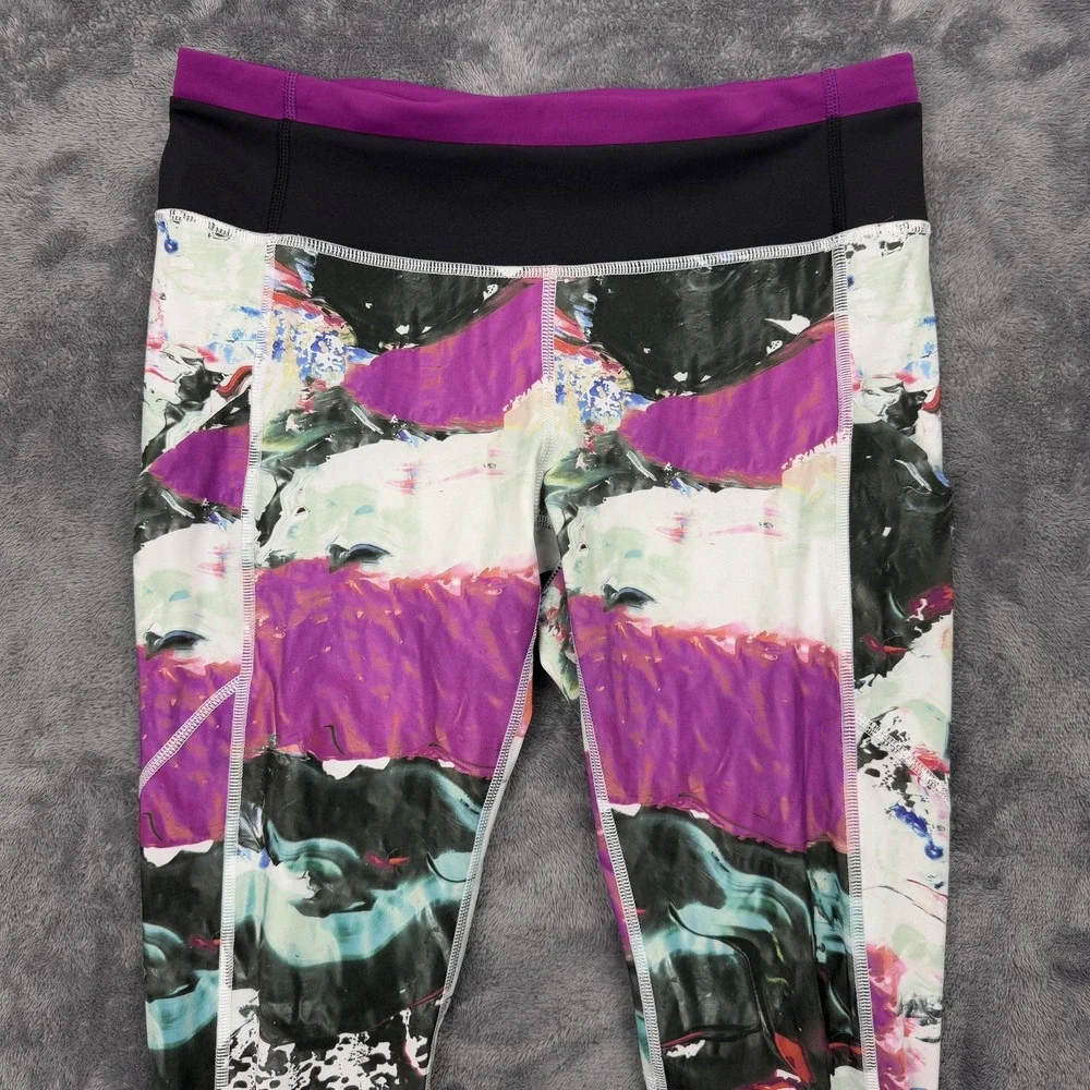 Lululemon Pants Womens 8 Multicolor‎ Ruched Waistband Running Active Gym Yoga